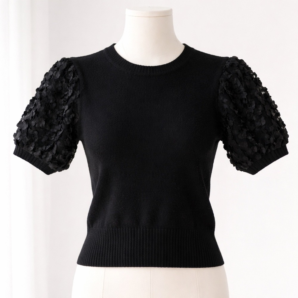 Charmed Hearts Black Puff Sleeve Lace Sweater Top Medium Romantic
Minimalist 3D